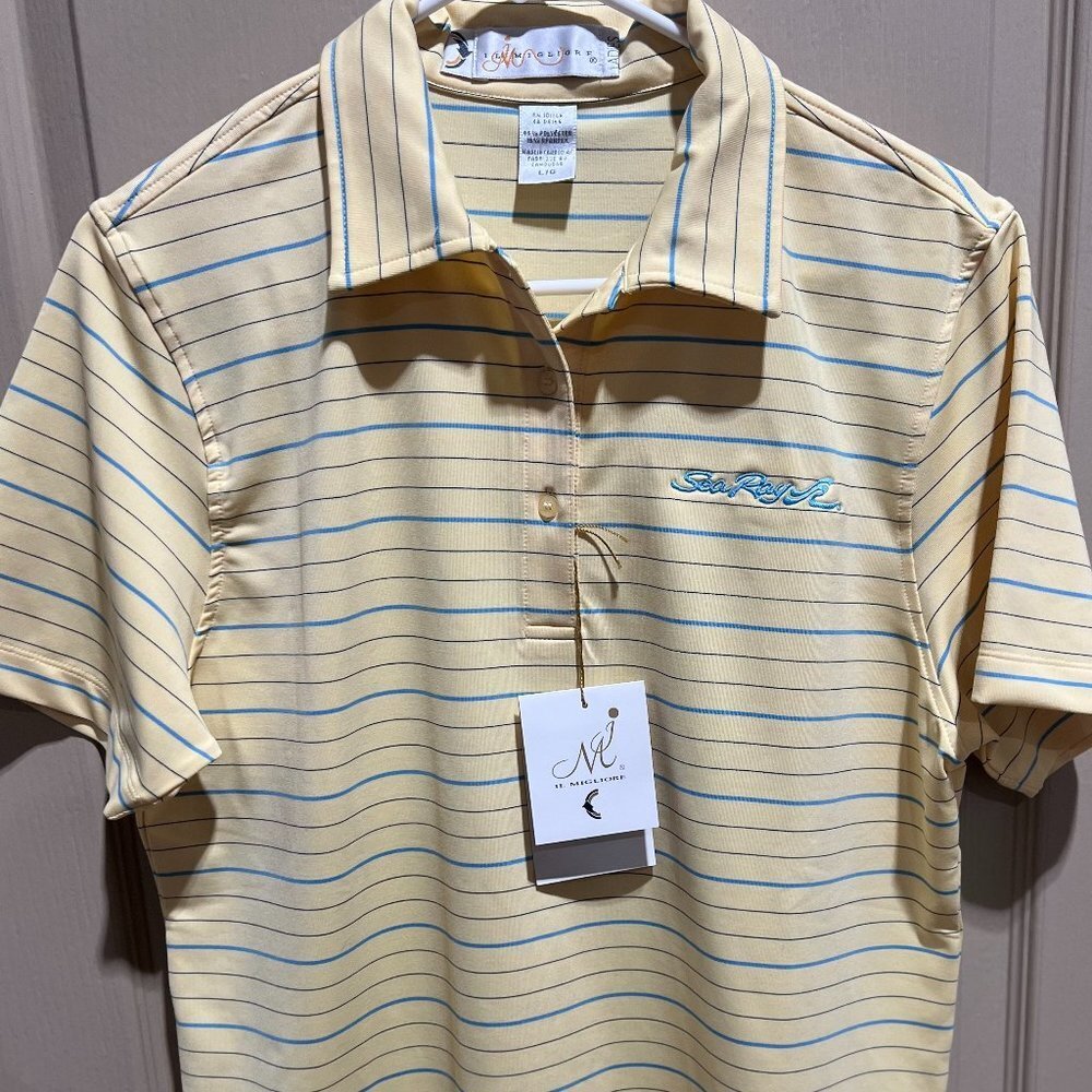 NWT IL MIGLIORE Performance Striped Shirt Sz L